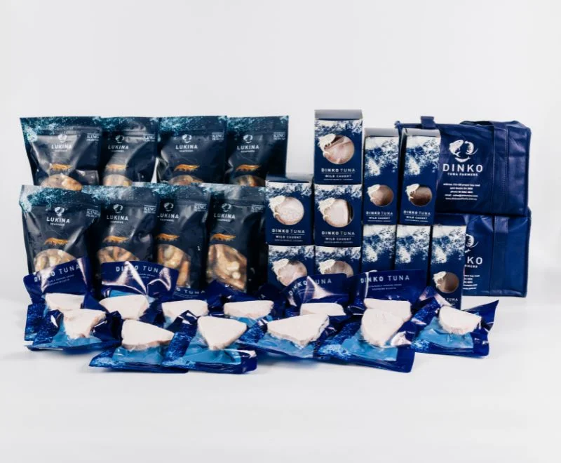 Packs of bluefin tuna in portion