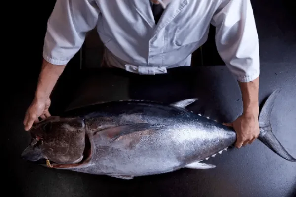 A man holding a fresh tuna