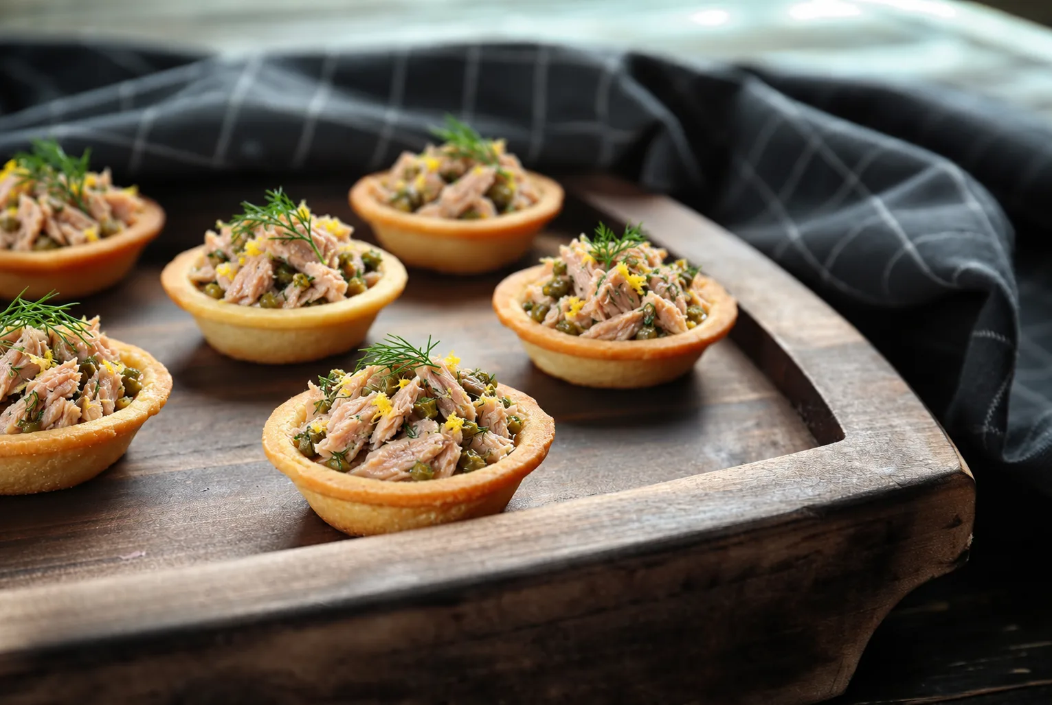 Mini Bluefin Tuna Tartlets With Lemon, Capers And Dill